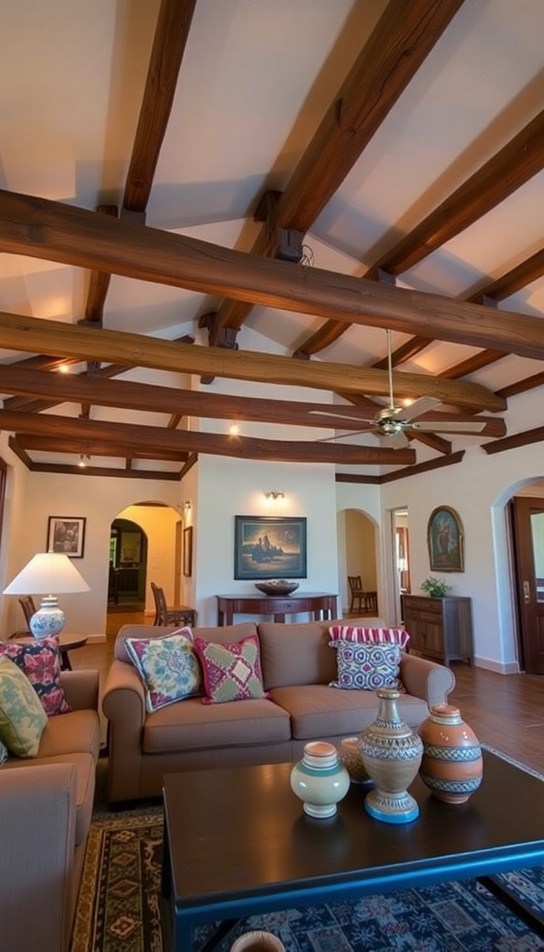 39 Old Mexican House Ideas to Spice Up Your Home Decor - 2. Rustic Wooden Beams