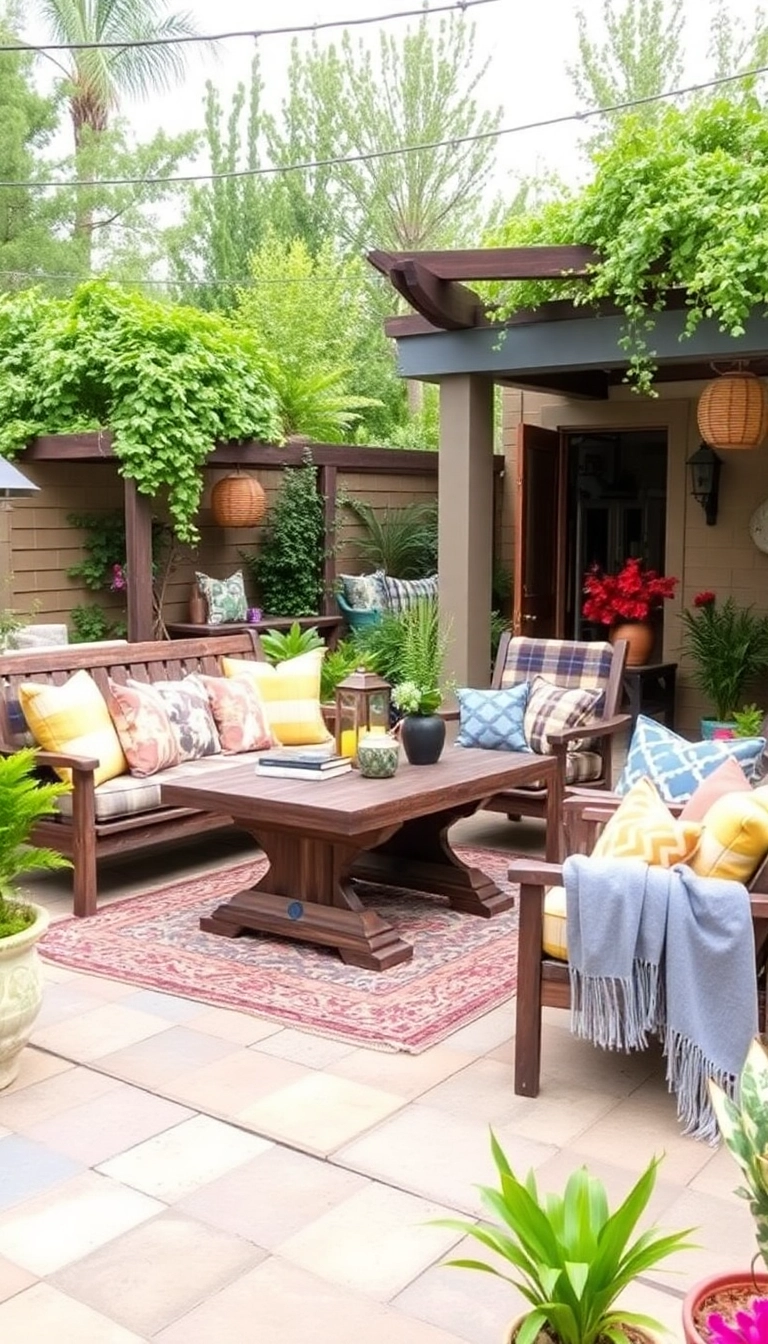 39 Old Mexican House Ideas to Spice Up Your Home Decor - 23. Bold Outdoor Fabrics