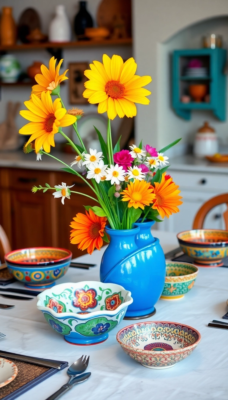 39 Old Mexican House Ideas to Spice Up Your Home Decor - 4. Colorful Pottery