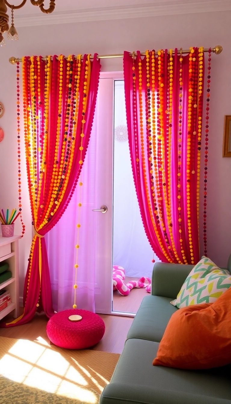 39 Old Mexican House Ideas to Spice Up Your Home Decor - 23. Colorful Beaded Curtains