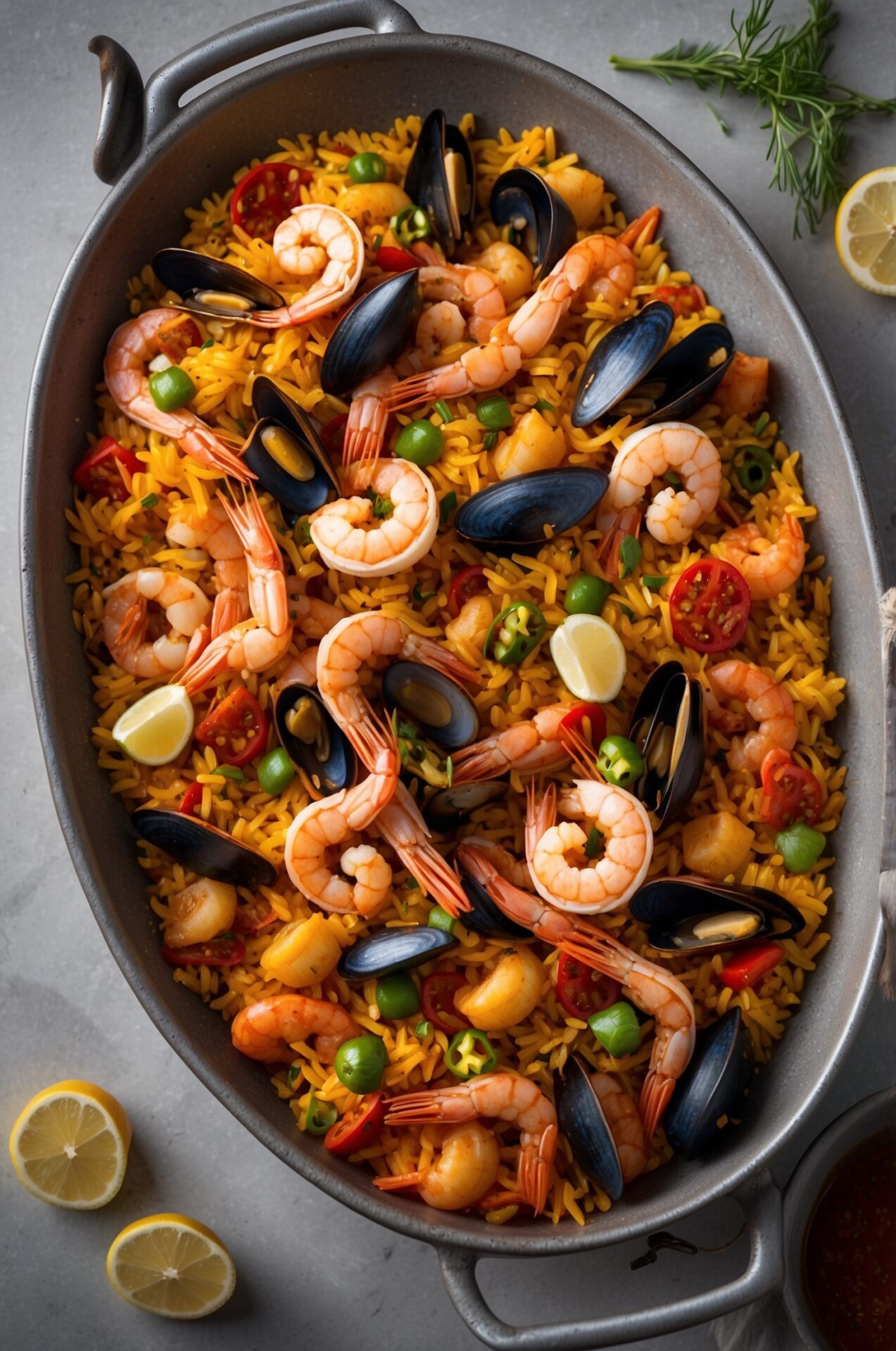 Seafood Paella with Chorizo and Shrimp