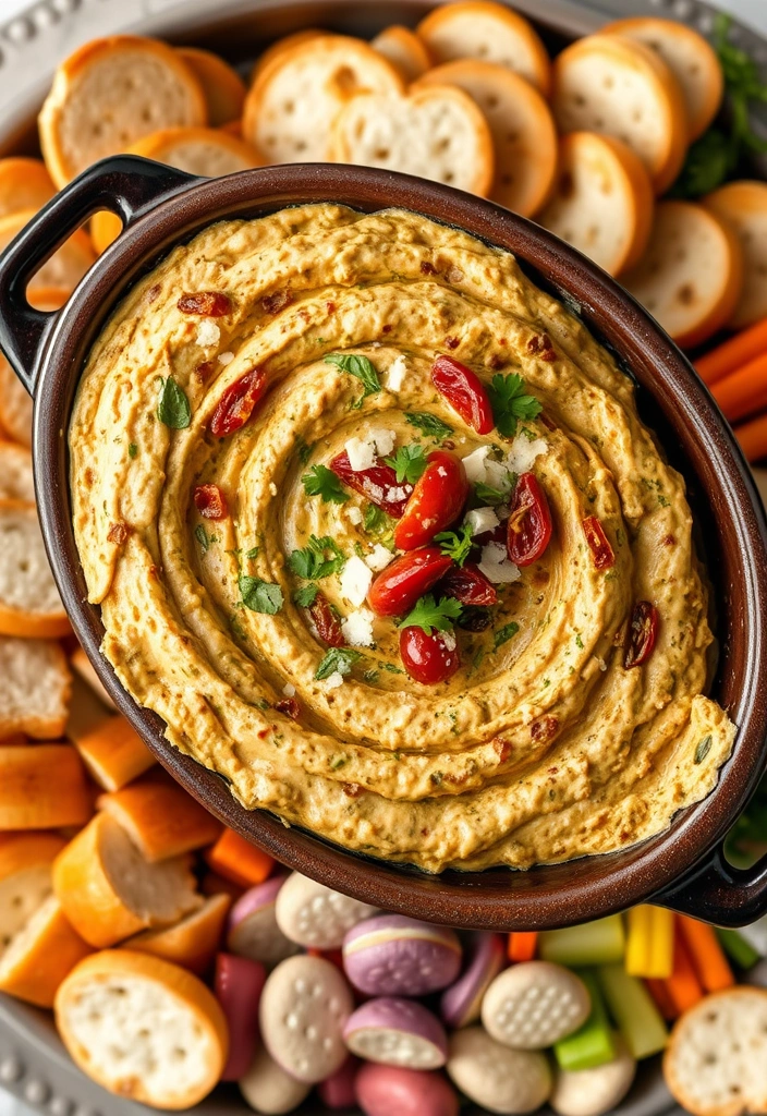 23 Crockpot Appetizer Ideas That Will Steal the Show (Your Guests Will Beg for the Recipes!) - 17. Pesto and Sun-Dried Tomato Dip