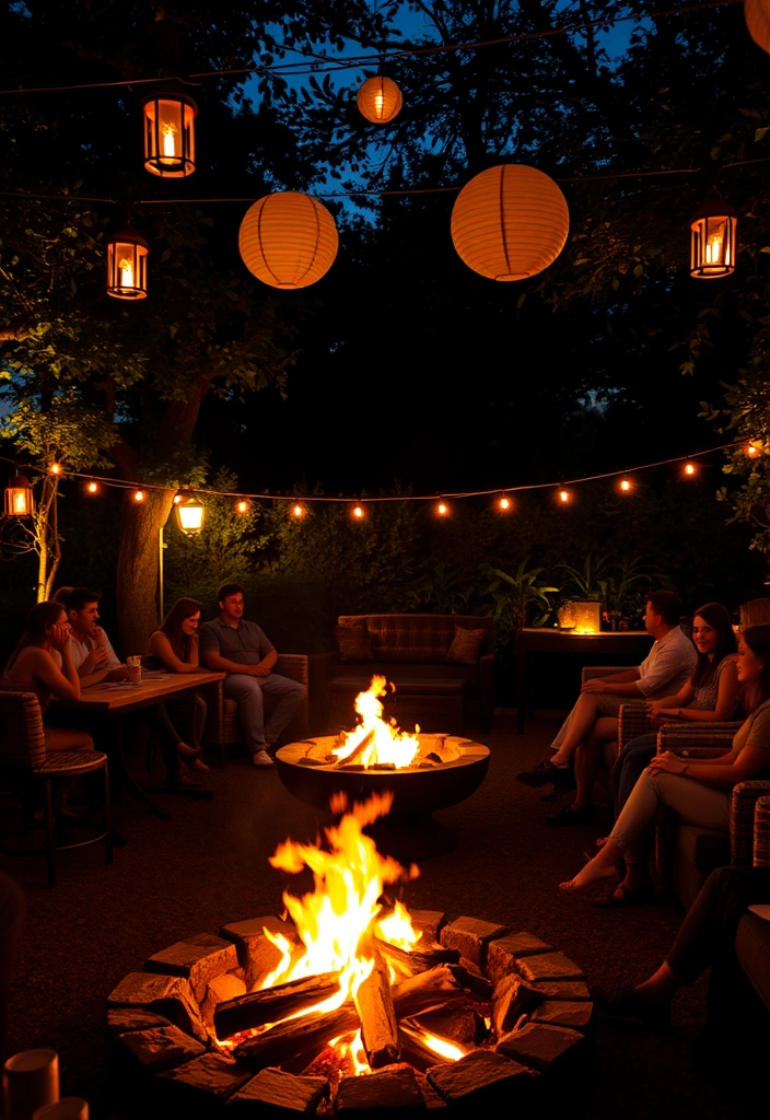 21 Stunning Fire Pit Ideas to Elevate Your Backyard Gatherings (You’ll Love #14!) - 15. Fire Pit with Ambient Lighting