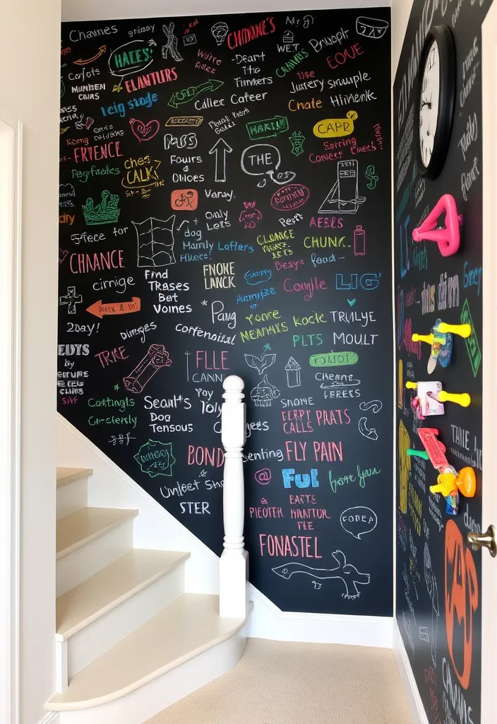 29 Stairway Accent Wall Ideas That'll Make You Say 'WOW!' (You Won't Believe #12!) - 9. Chalkboard Wall