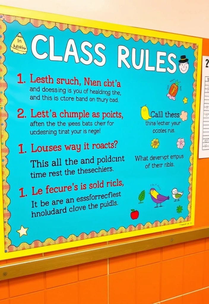 28 Unique Bulletin Board Ideas for Teachers' Classrooms That Will Inspire Every Student! - 15. Class Rules and Expectations: A Foundation for Learning