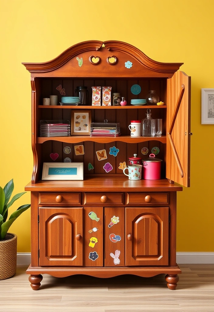 26 Hutch Redo Ideas That Will Transform Your Space (You Won't Believe #14!) - 25. Transform with Decals and Stickers