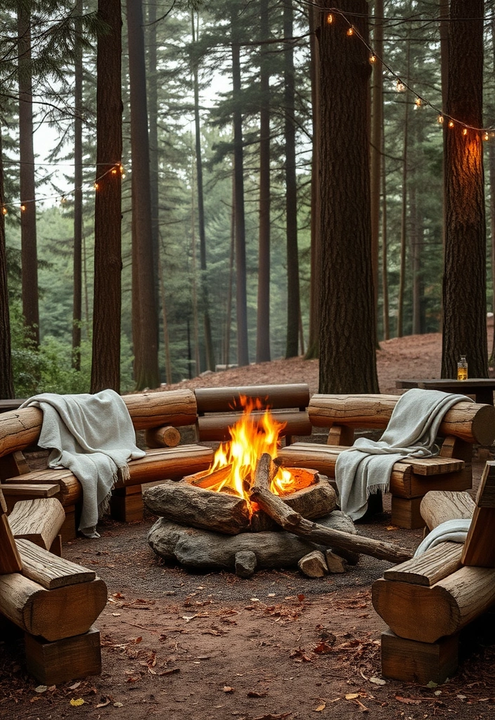 22 Deck and Patio Fire Pit Ideas That Will Ignite Your Outdoor Evenings! - 4. Rustic Log Fire Pit