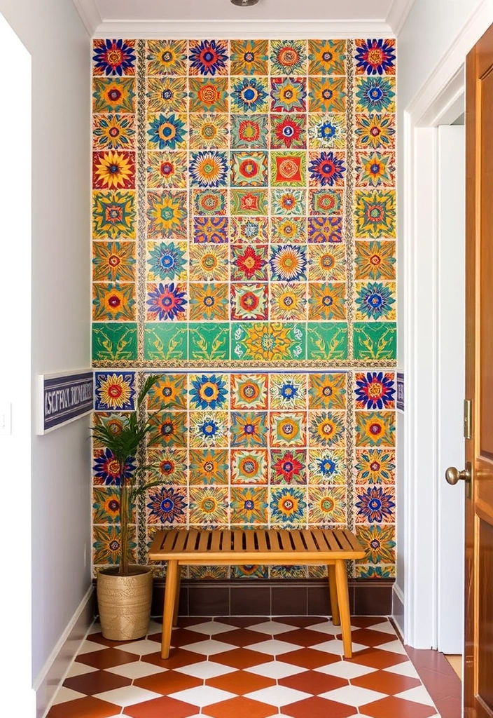 28 Foyer Accent Wall Ideas That Will Transform Your Entryway (You Won't Believe #15!) - 9. Colorful Tile Design