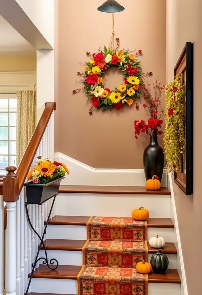 29 Stairway Accent Wall Ideas That'll Make You Say 'WOW!' (You Won't Believe #12!) - 15. Seasonal Decor