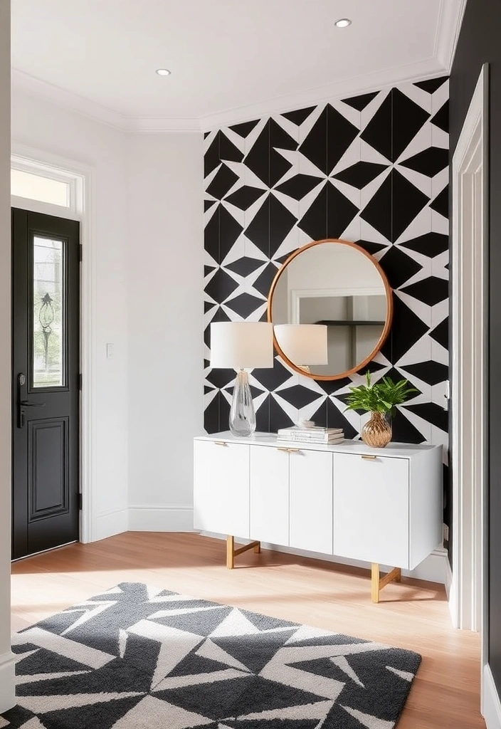 28 Foyer Accent Wall Ideas That Will Transform Your Entryway (You Won't Believe #15!) - 4. Modern Geometric Patterns