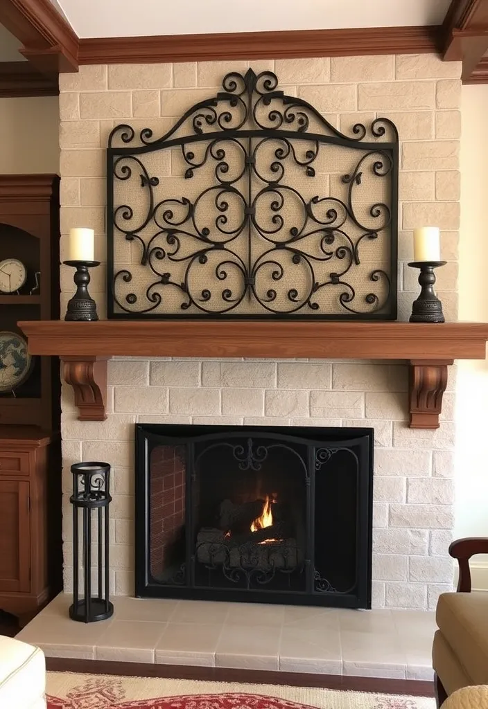 26 Farmhouse Fireplace Ideas That'll Make Your Home Feel Like a Cozy Retreat! - 18. Farmhouse Fireplace with a Decorative Screen