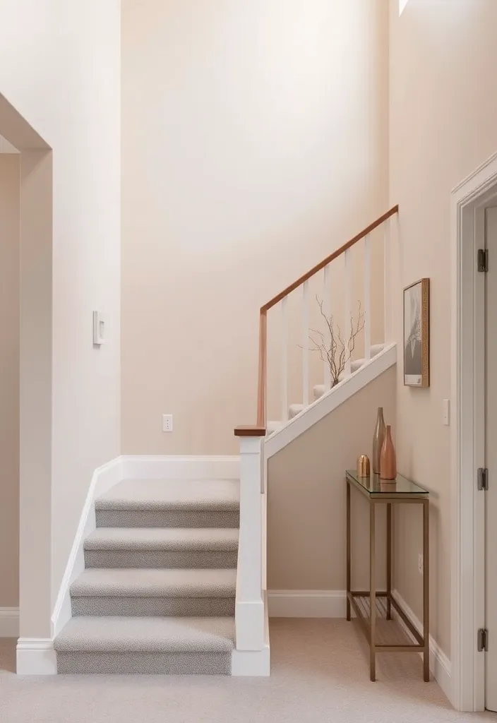 29 Stairway Accent Wall Ideas That'll Make You Say 'WOW!' (You Won't Believe #12!) - 13. Understated Elegance with Neutral Tones