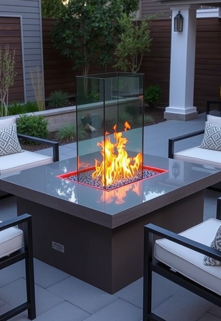 22 Deck and Patio Fire Pit Ideas That Will Ignite Your Outdoor Evenings! - 12. Fire Pit with Glass Surround