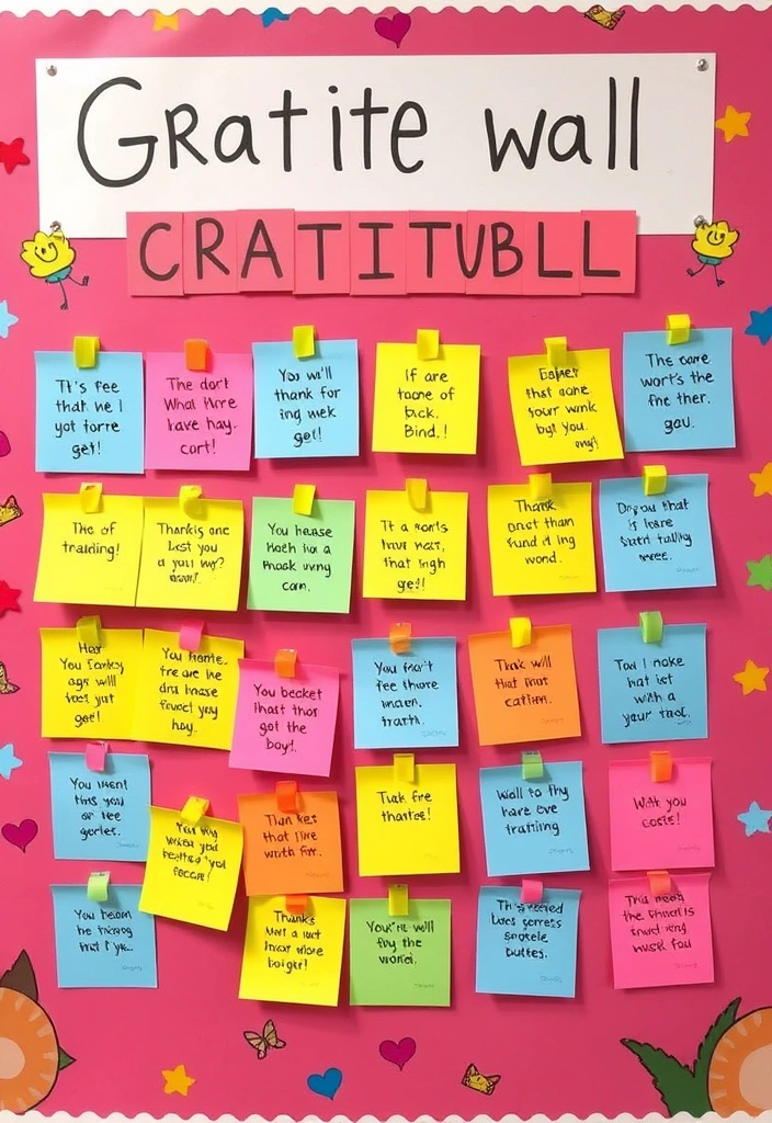 28 Unique Bulletin Board Ideas for Teachers' Classrooms That Will Inspire Every Student! - 9. Gratitude Wall: Spread Positivity