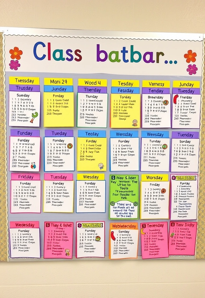 28 Unique Bulletin Board Ideas for Teachers' Classrooms That Will Inspire Every Student! - 25. Class Calendar: Stay Organized