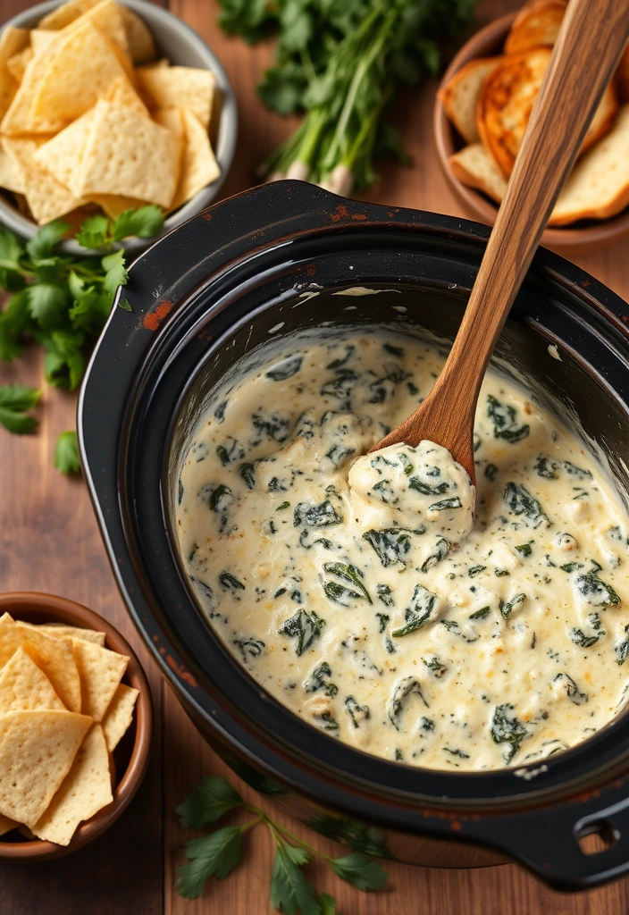 23 Crockpot Appetizer Ideas That Will Steal the Show (Your Guests Will Beg for the Recipes!) - 1. Cheesy Spinach and Artichoke Dip