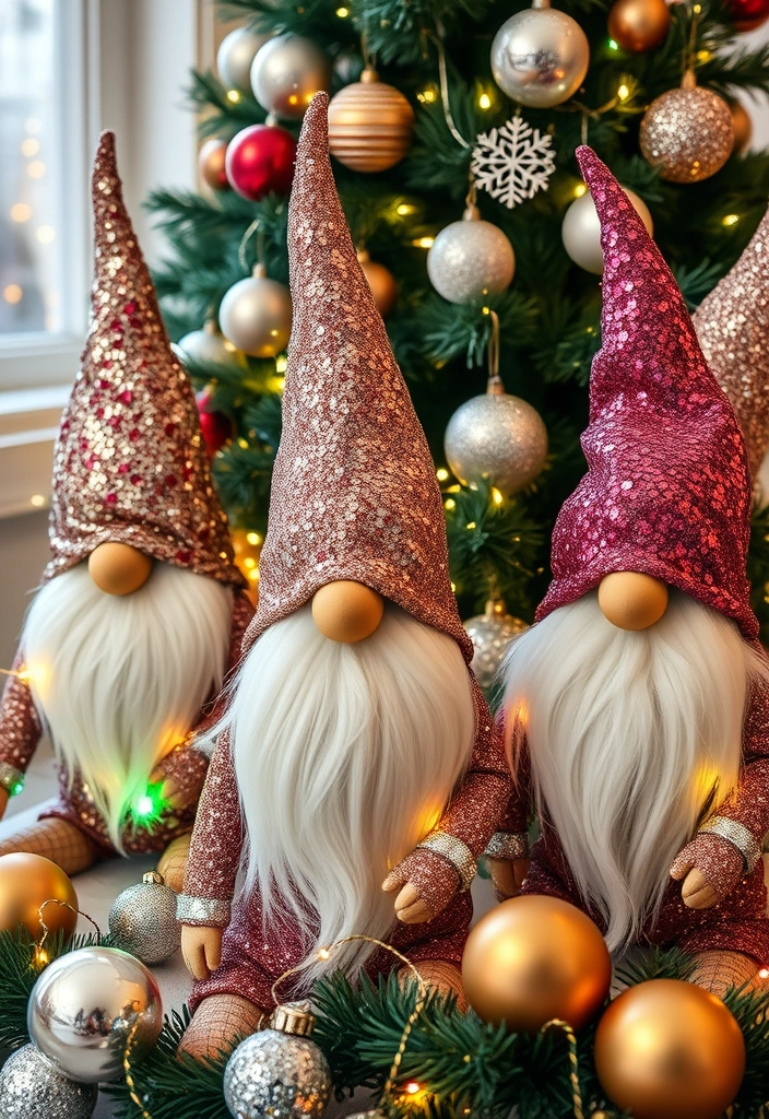 23 DIY Christmas Gnomes That’ll Make Your Holidays Extra Magical! (You Won't Believe #12!) - 5. Glittery Glam Gnomes