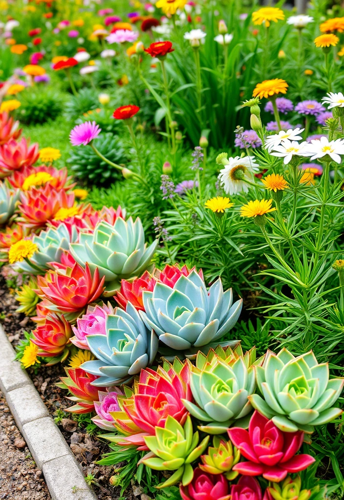 26 Inexpensive Garden Edging and DIY Borders That Will Transform Your Yard (You Won't Believe #10!) - 10. Stunning Succulent Borders (You Won't Believe This Idea!)