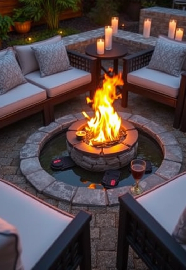 22 Deck and Patio Fire Pit Ideas That Will Ignite Your Outdoor Evenings! - 11. Fire Pit with Water Feature