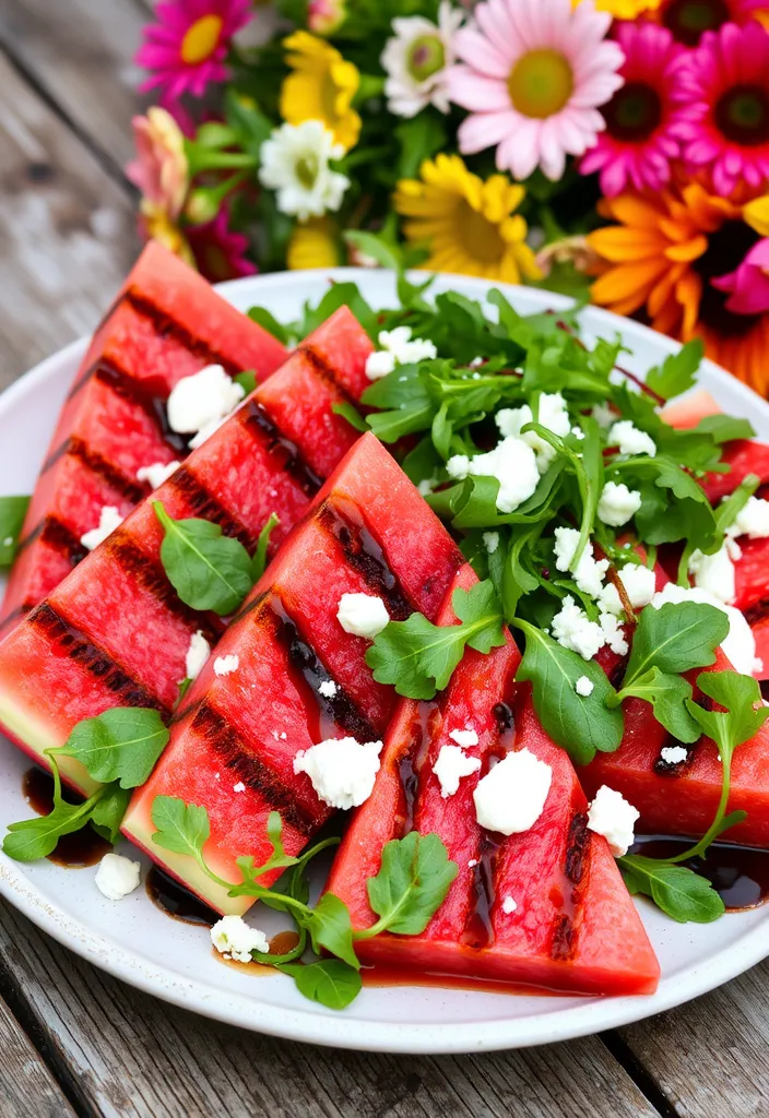 22 BBQ Food Ideas That Will Make Your Summer Parties Unforgettable! - 1. Grilled Watermelon Salad