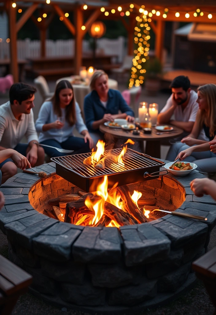 22 Deck and Patio Fire Pit Ideas That Will Ignite Your Outdoor Evenings! - 7. Fire Pit with Grill Insert