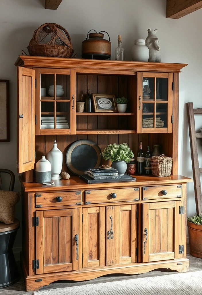 26 Hutch Redo Ideas That Will Transform Your Space (You Won't Believe #14!) - 19. Layered Textures