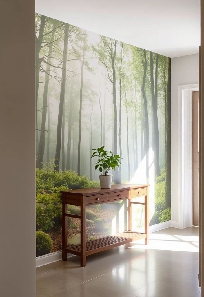 28 Foyer Accent Wall Ideas That Will Transform Your Entryway (You Won't Believe #15!) - 6. Nature-Inspired Mural