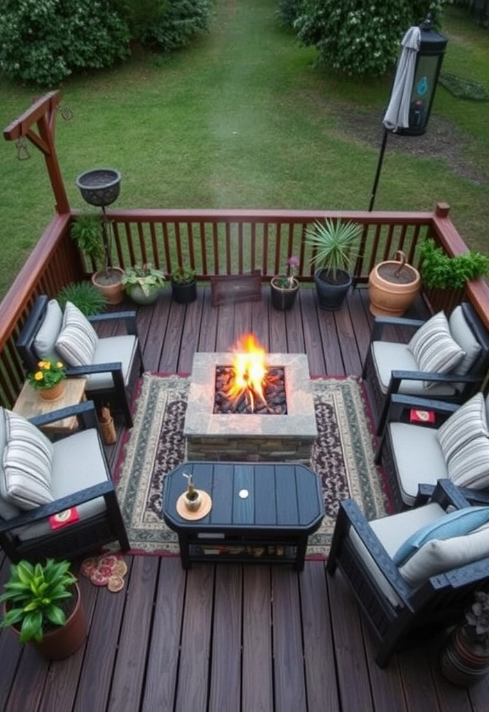 22 Deck and Patio Fire Pit Ideas That Will Ignite Your Outdoor Evenings! - 9. Fire Pit with Surrounding Deck