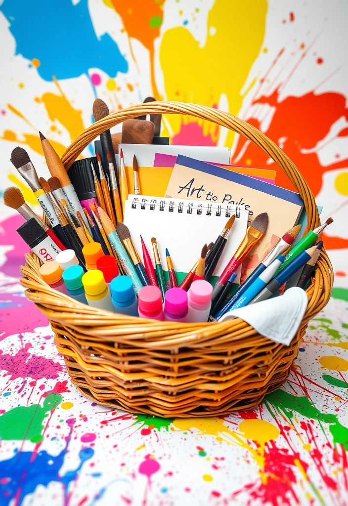 29 Creative School Auction Gift Basket Ideas That'll Make Your Fundraising Efforts Soar! - 3. Art & Craft Extravaganza Basket