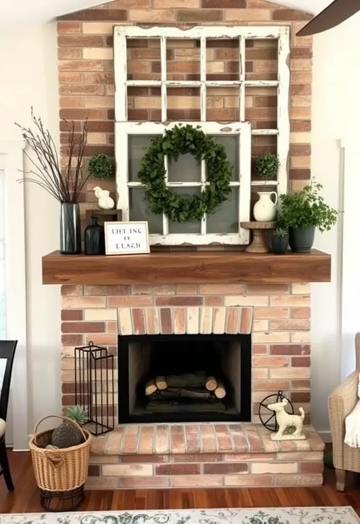 26 Farmhouse Fireplace Ideas That'll Make Your Home Feel Like a Cozy Retreat! - 21. Farmhouse Fireplace with Upcycled Materials