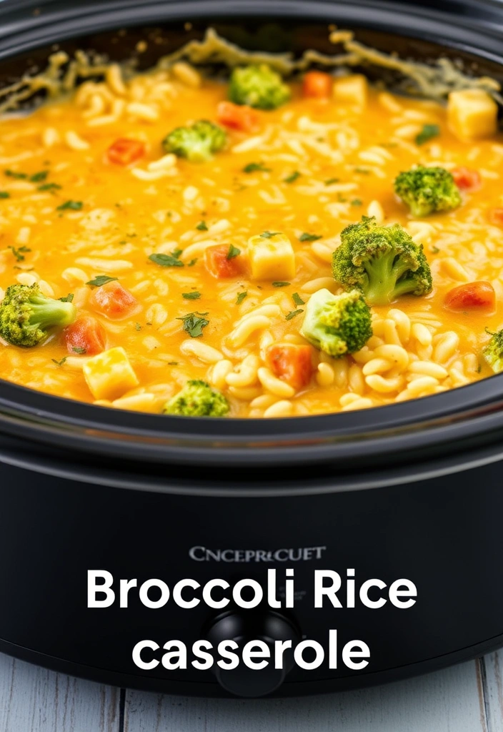 23 Crockpot Appetizer Ideas That Will Steal the Show (Your Guests Will Beg for the Recipes!) - 16. Cheesy Broccoli and Rice Casserole