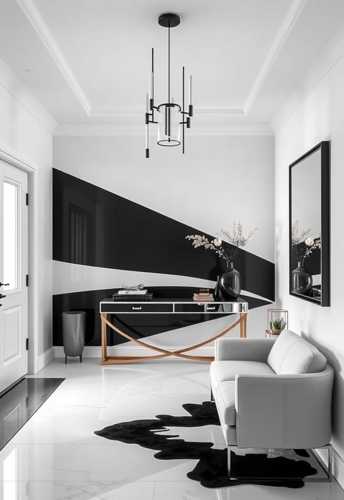 28 Foyer Accent Wall Ideas That Will Transform Your Entryway (You Won't Believe #15!) - 16. Striking Black and White