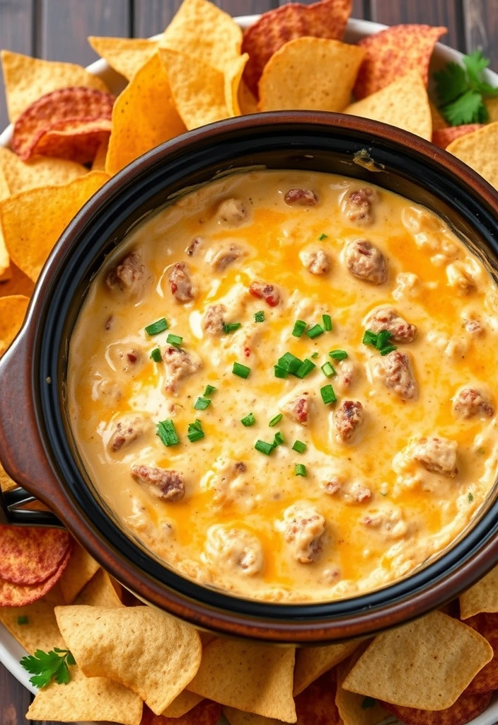 23 Crockpot Appetizer Ideas That Will Steal the Show (Your Guests Will Beg for the Recipes!) - 21. Spicy Sausage and Cheese Dip