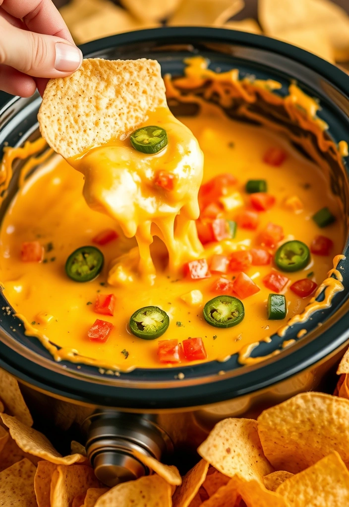 23 Crockpot Appetizer Ideas That Will Steal the Show (Your Guests Will Beg for the Recipes!) - 5. Loaded Nacho Cheese Dip