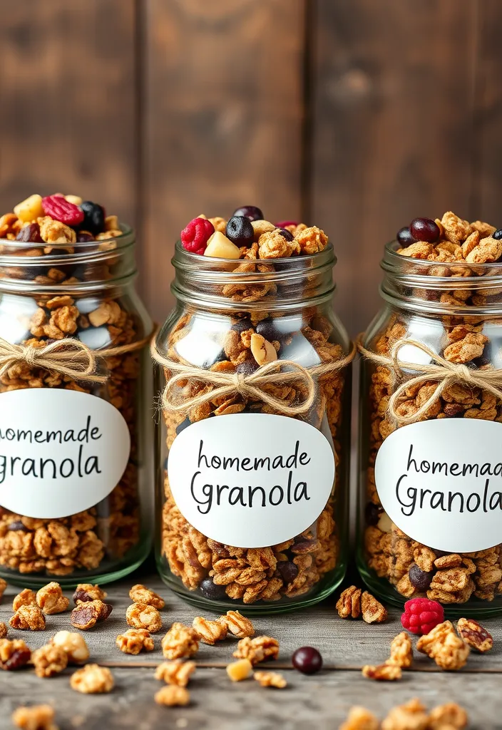 29 Christmas Snack Gifts That Will Make You the Holiday Hero! - 4. Homemade Granola Jars