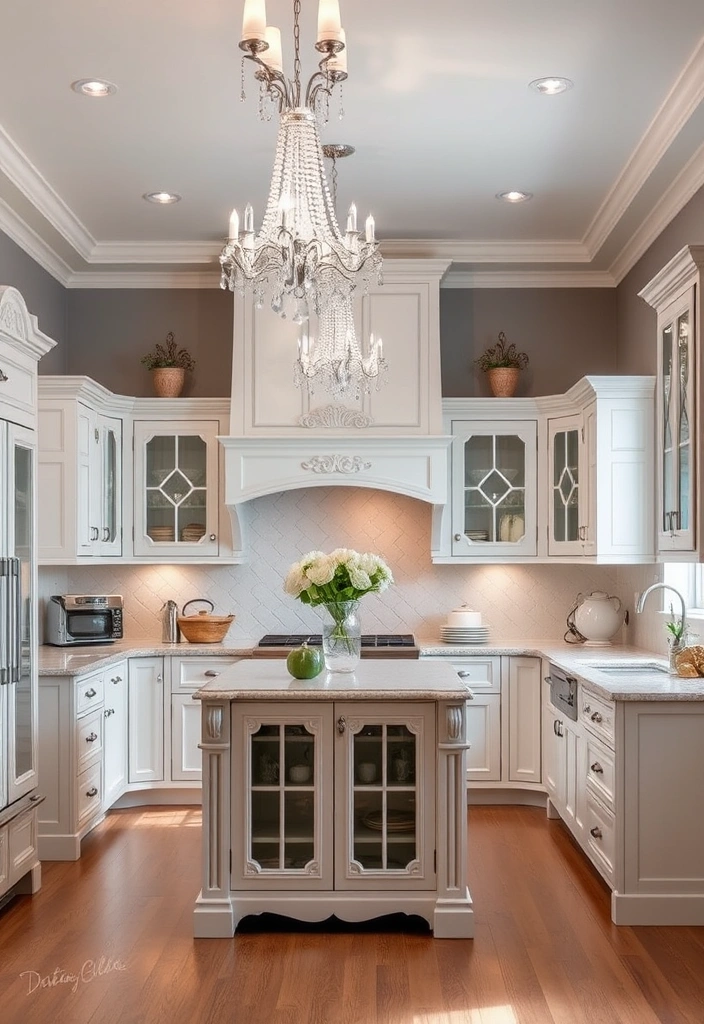 21 Stunning Grey and White Kitchen Ideas That Will Transform Your Space! - 9. Vintage Glam