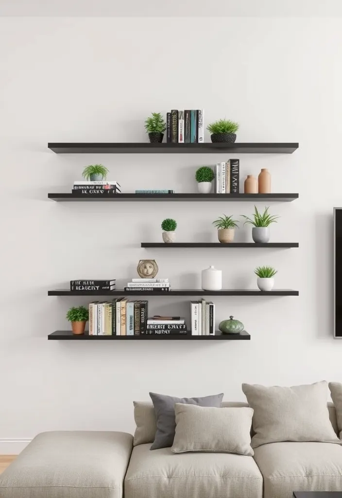 27 Home Decorating Storage Ideas That'll Transform Your Space! - 1. Floating Shelves for Display and Storage