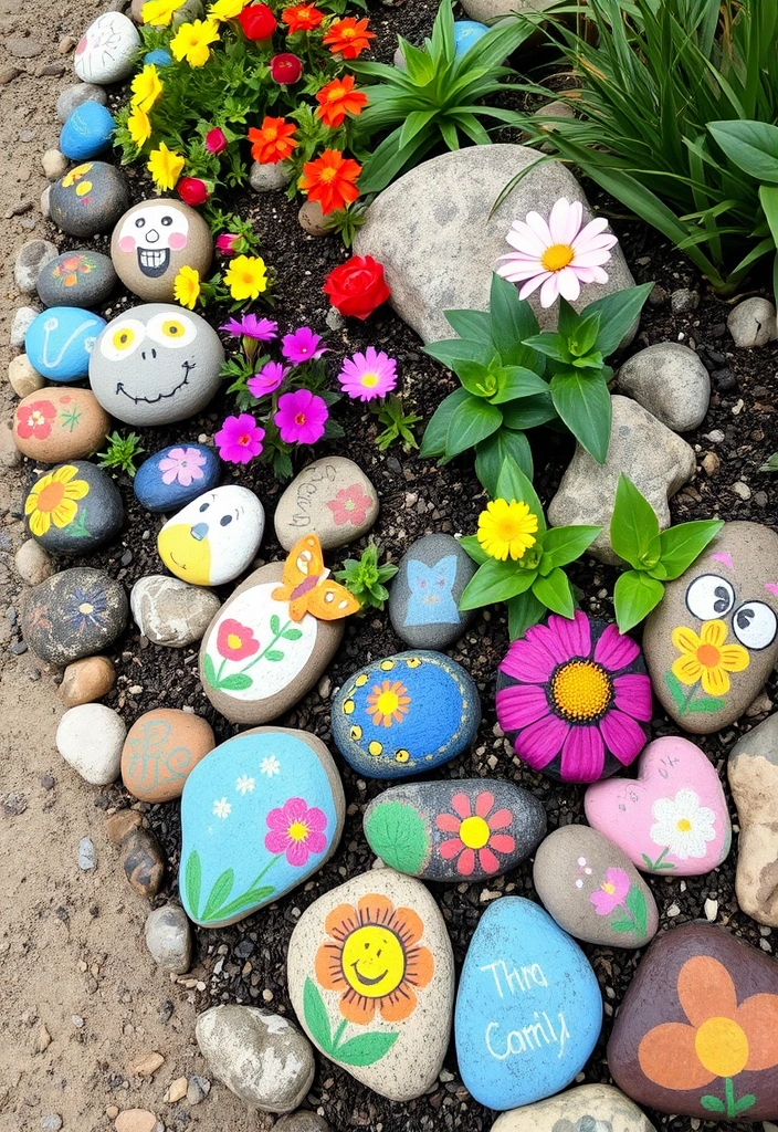 26 Inexpensive Garden Edging and DIY Borders That Will Transform Your Yard (You Won't Believe #10!) - 9. Fun Painted Rocks