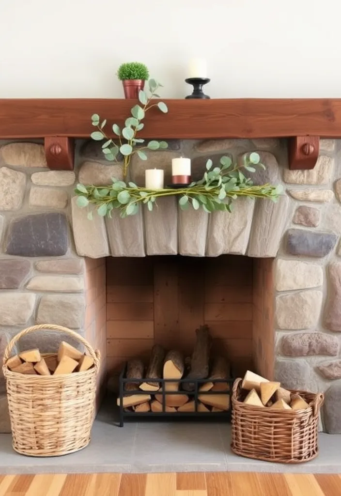 26 Farmhouse Fireplace Ideas That'll Make Your Home Feel Like a Cozy Retreat! - 7. Farmhouse Fireplace with Natural Elements