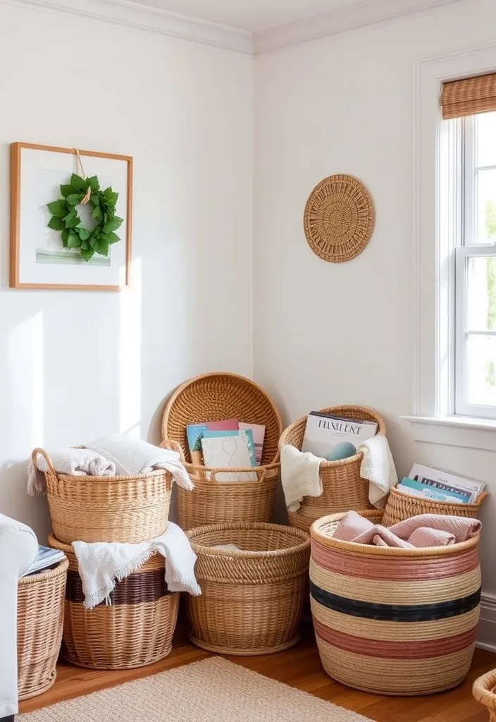 27 Home Decorating Storage Ideas That'll Transform Your Space! - 4. Decorative Baskets for Organizing