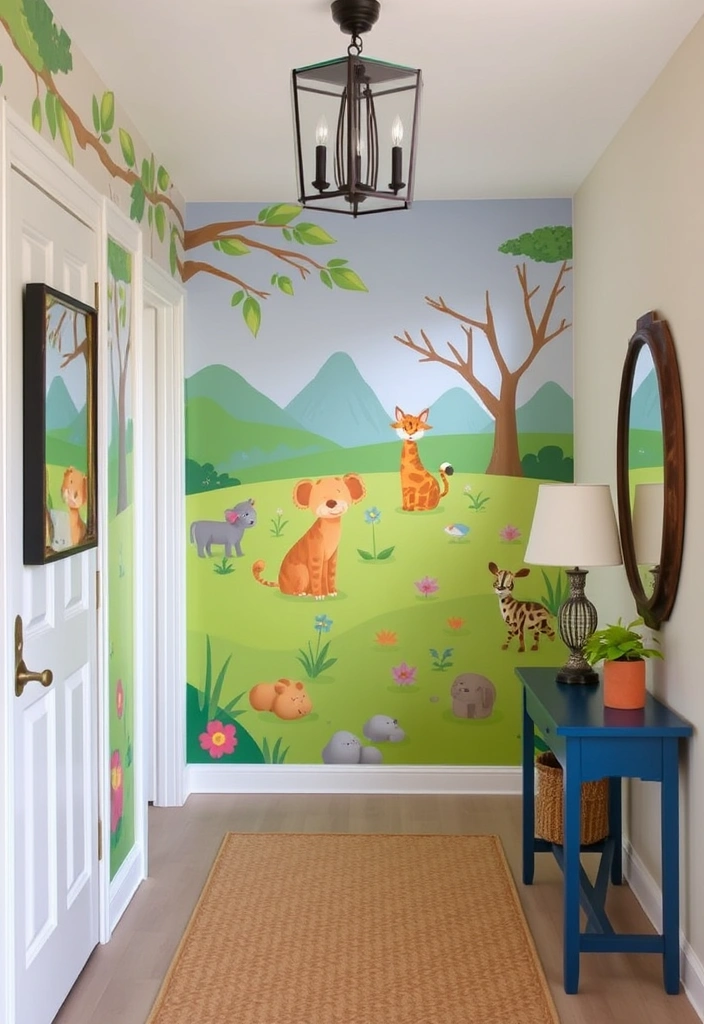 28 Foyer Accent Wall Ideas That Will Transform Your Entryway (You Won't Believe #15!) - 17. Whimsical Murals