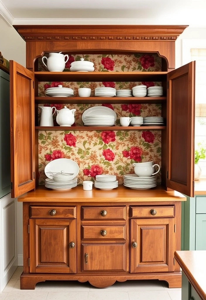 26 Hutch Redo Ideas That Will Transform Your Space (You Won't Believe #14!) - 12. Statement Wallpaper Inside