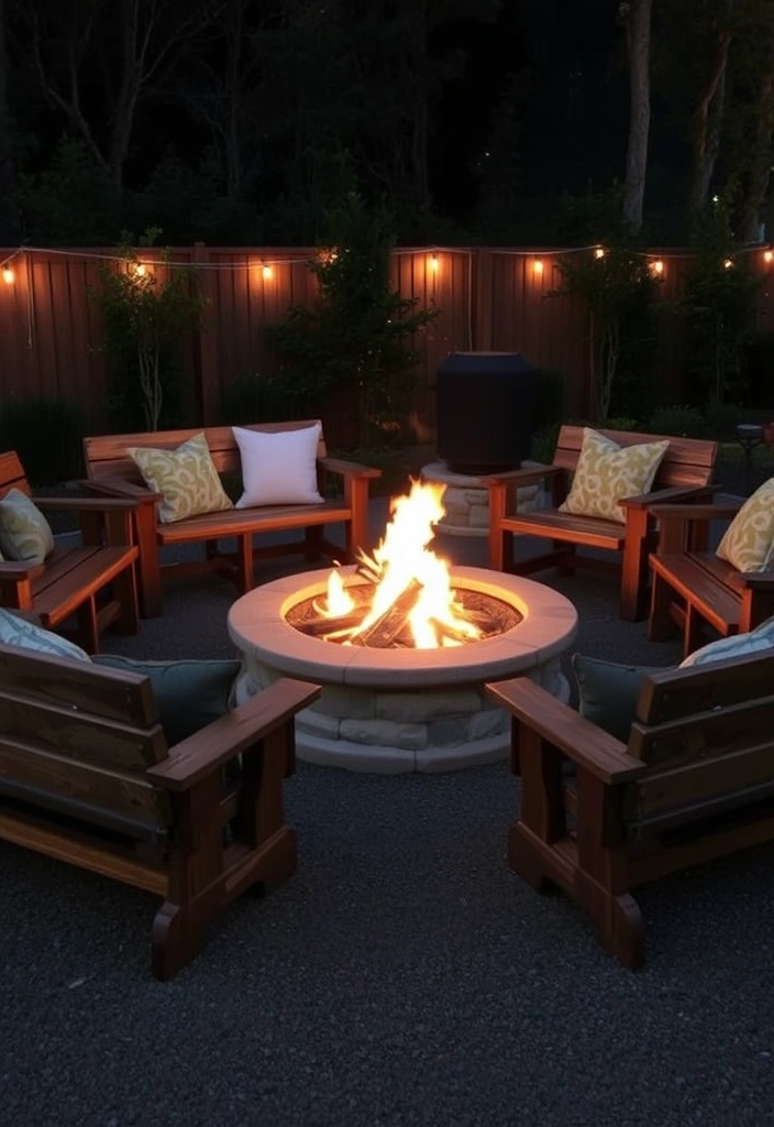 22 Deck and Patio Fire Pit Ideas That Will Ignite Your Outdoor Evenings! - 20. Fire Pit with Seating Benches