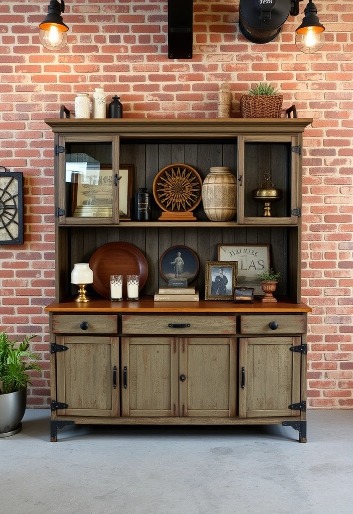 26 Hutch Redo Ideas That Will Transform Your Space (You Won't Believe #14!) - 13. Industrial Chic Update