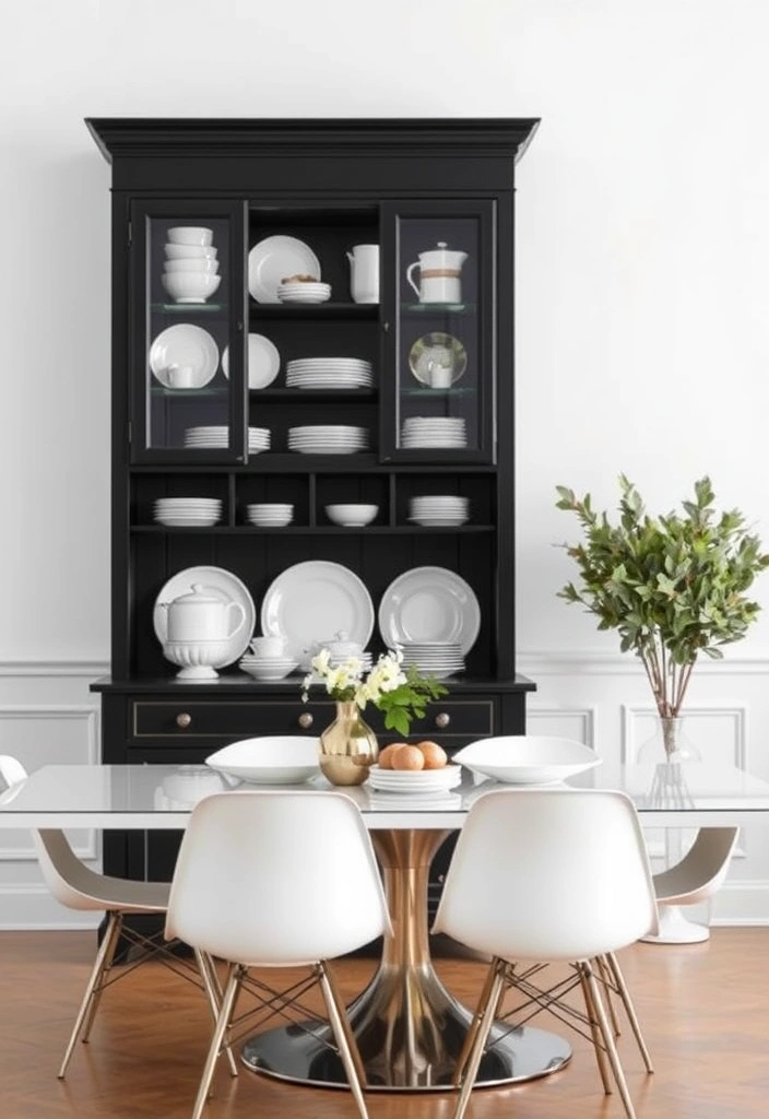 26 Hutch Redo Ideas That Will Transform Your Space (You Won't Believe #14!) - 5. Chic Black and White Contrast