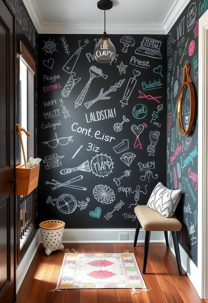 28 Foyer Accent Wall Ideas That Will Transform Your Entryway (You Won't Believe #15!) - 7. Chalkboard Accent Wall