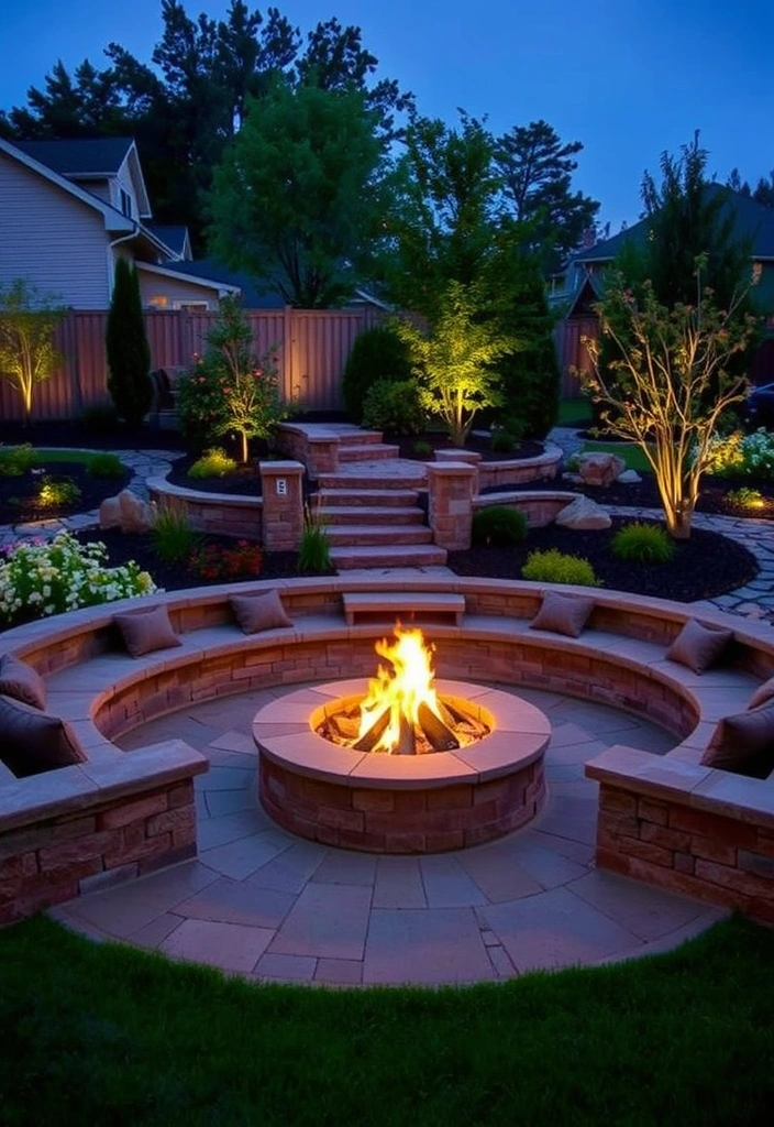 21 Stunning Fire Pit Ideas to Elevate Your Backyard Gatherings (You’ll Love #14!) - 8. Fire Pit with Built-in Seating