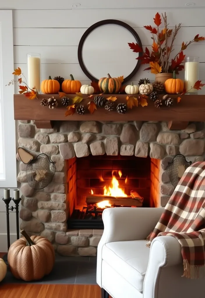 26 Farmhouse Fireplace Ideas That'll Make Your Home Feel Like a Cozy Retreat! - 10. Seasonal Decor for Your Farmhouse Fireplace