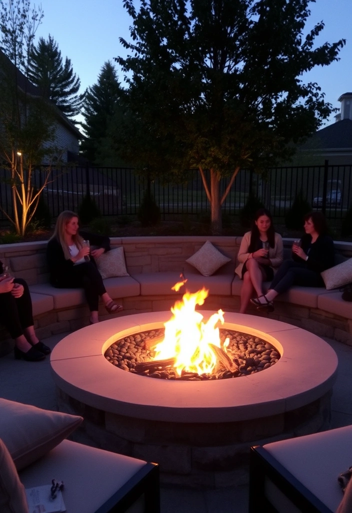 22 Deck and Patio Fire Pit Ideas That Will Ignite Your Outdoor Evenings! - 6. Fire Pit with Seating Wall