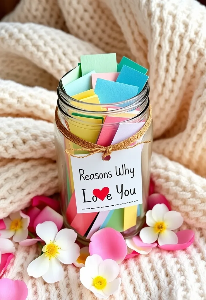 23 Homemade Valentine Gift Ideas for Him That Will Make His Heart Melt! - 5. Love Jar Filled with Notes